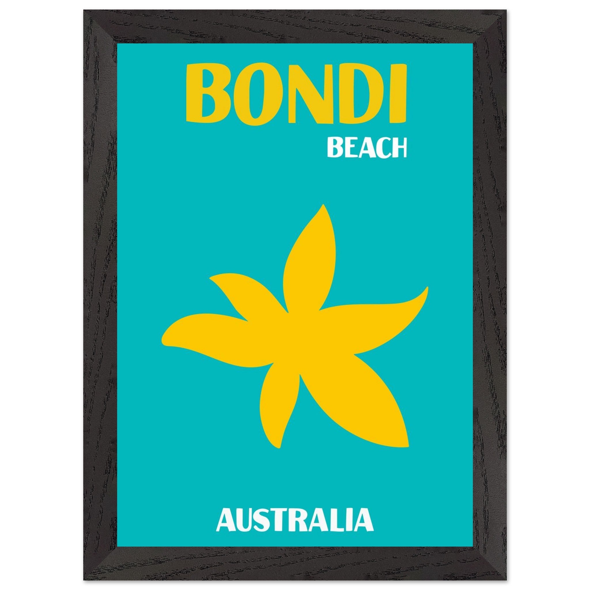 Artfulprints Poster met Lijst Australië - Bondi Beach  - A4 21x29.7 cm - Turquoise