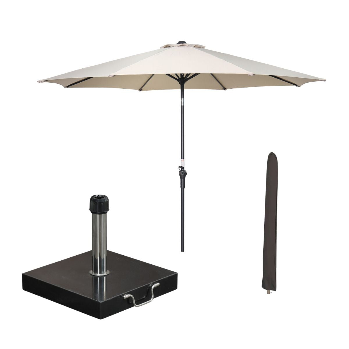 Garden Impressions stokparasol Lotus ecru Ø300 cm met Cosmo voet en hoes