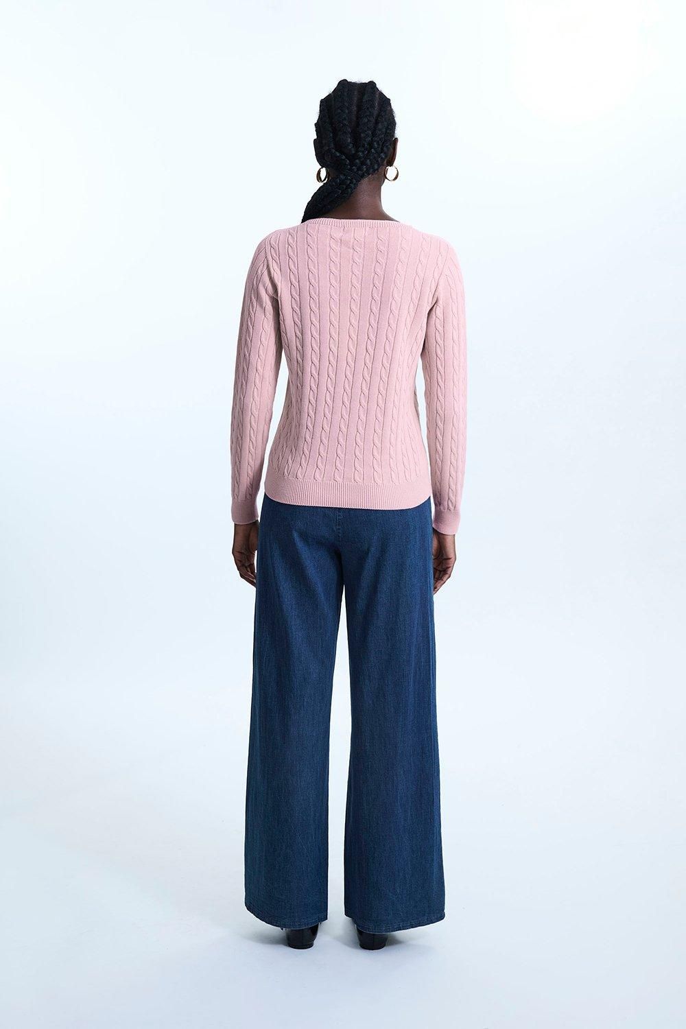 James Lakeland Cable Knit Jumper Pale Pink