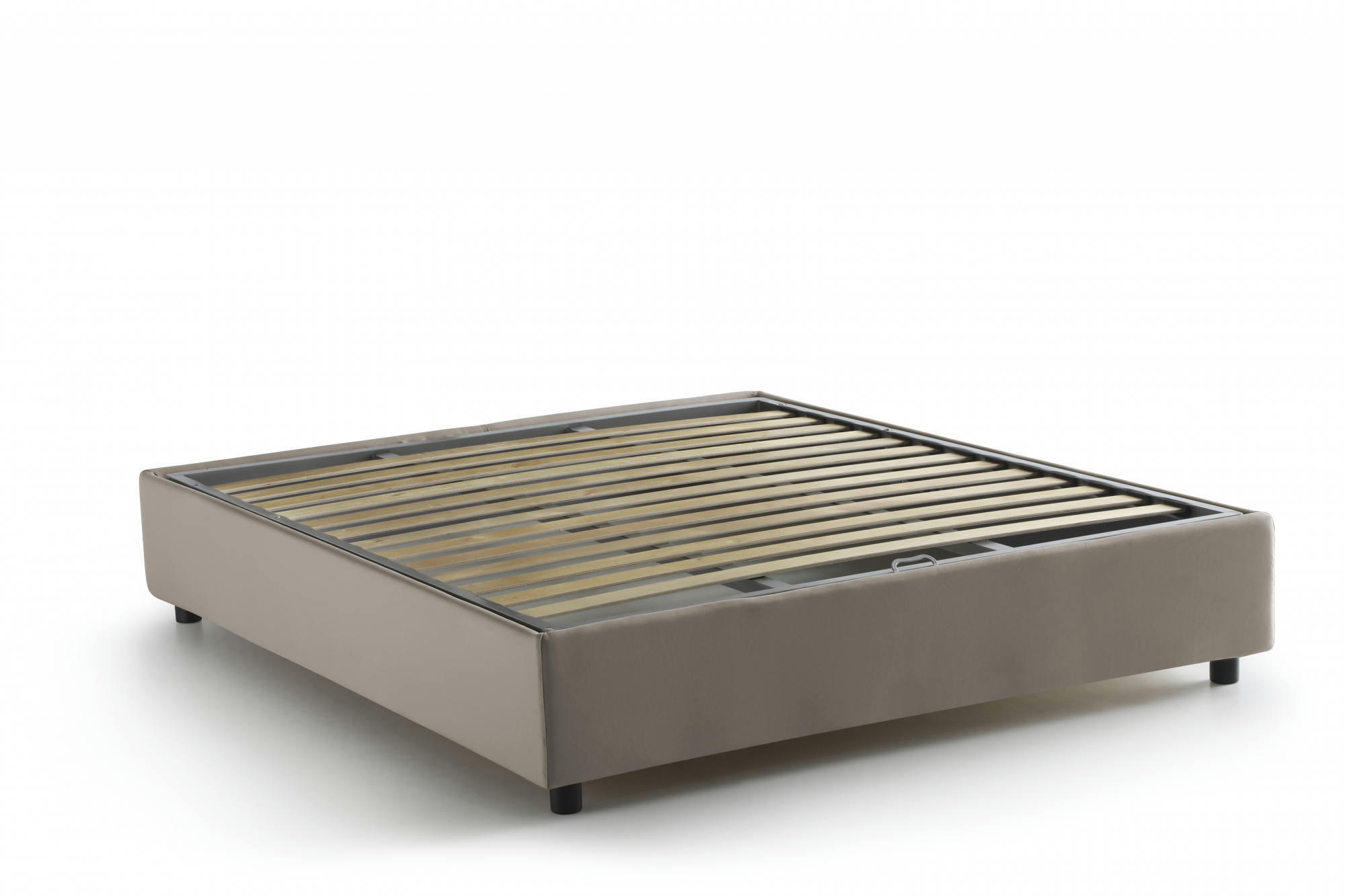 CHLOE - Lit coffre 140x200 cm en tissu gris taupe