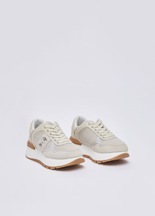 Sneakers platform in suede e mesh