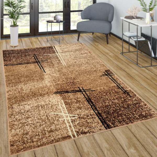 Dywan nowoczesny beżowy do salonu pokoju 011 - 70x130 cm - modny solidny