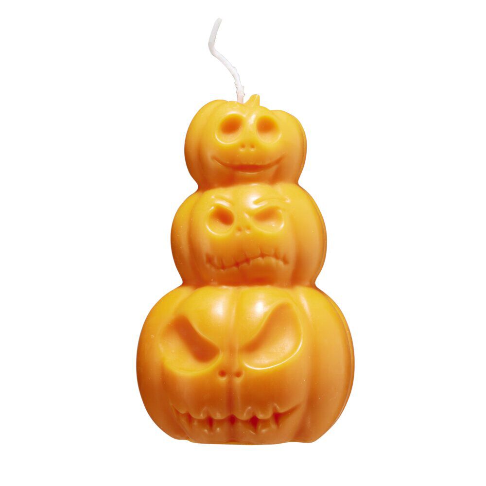 Bougie Halloween 3 citrouilles empilées Ø7xH12cm