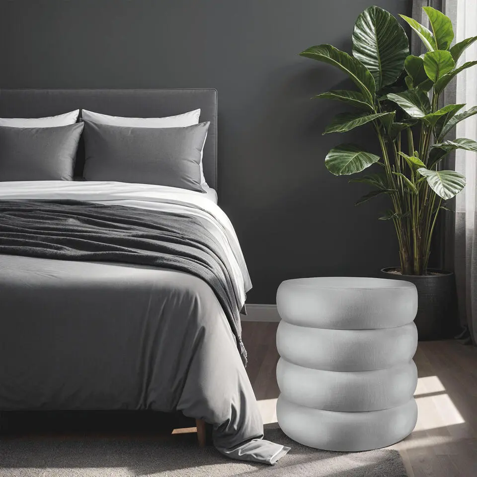 tectake Hocker Altu, gestoffeerd, opbergruimte, Fluweellook Grijs