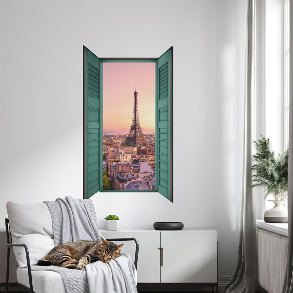 Wyrwa w ścianie miejskie okno naklejka dziura 3D 47x80