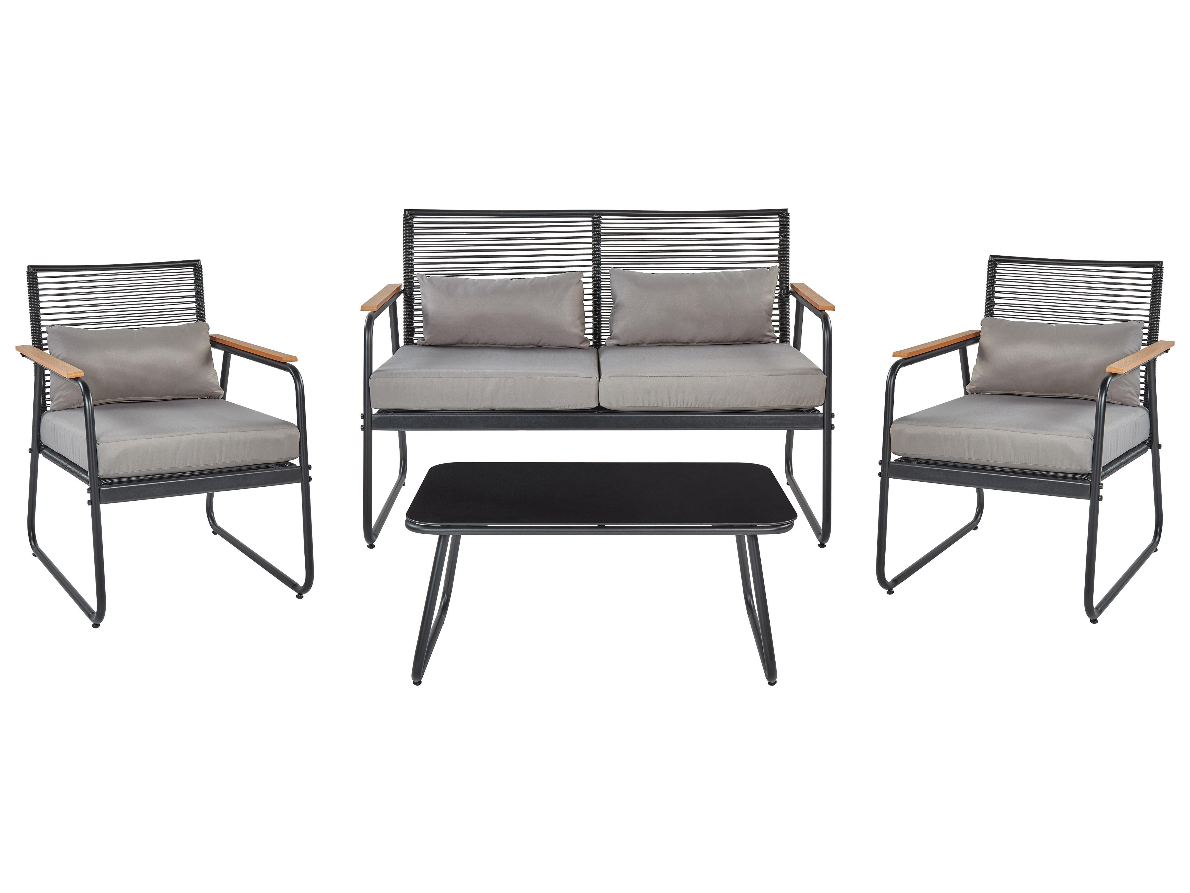 Garden Lounge Set with Table 4 Seater POMONTE Metal Black