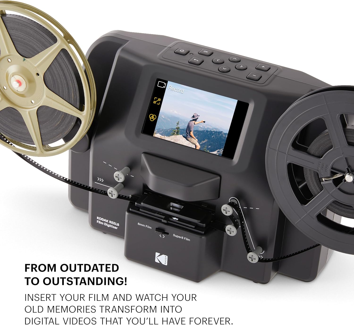 KODAK REELS 8mm & Super 8 Films Digitizer Converter with Big 5” Screen  Scanner Converts Film Frame by Frame to Digital MP4 Files for Viewing  Sharing & Saving on SD Card for 3” 4” 5” 7” and 9” Reels
