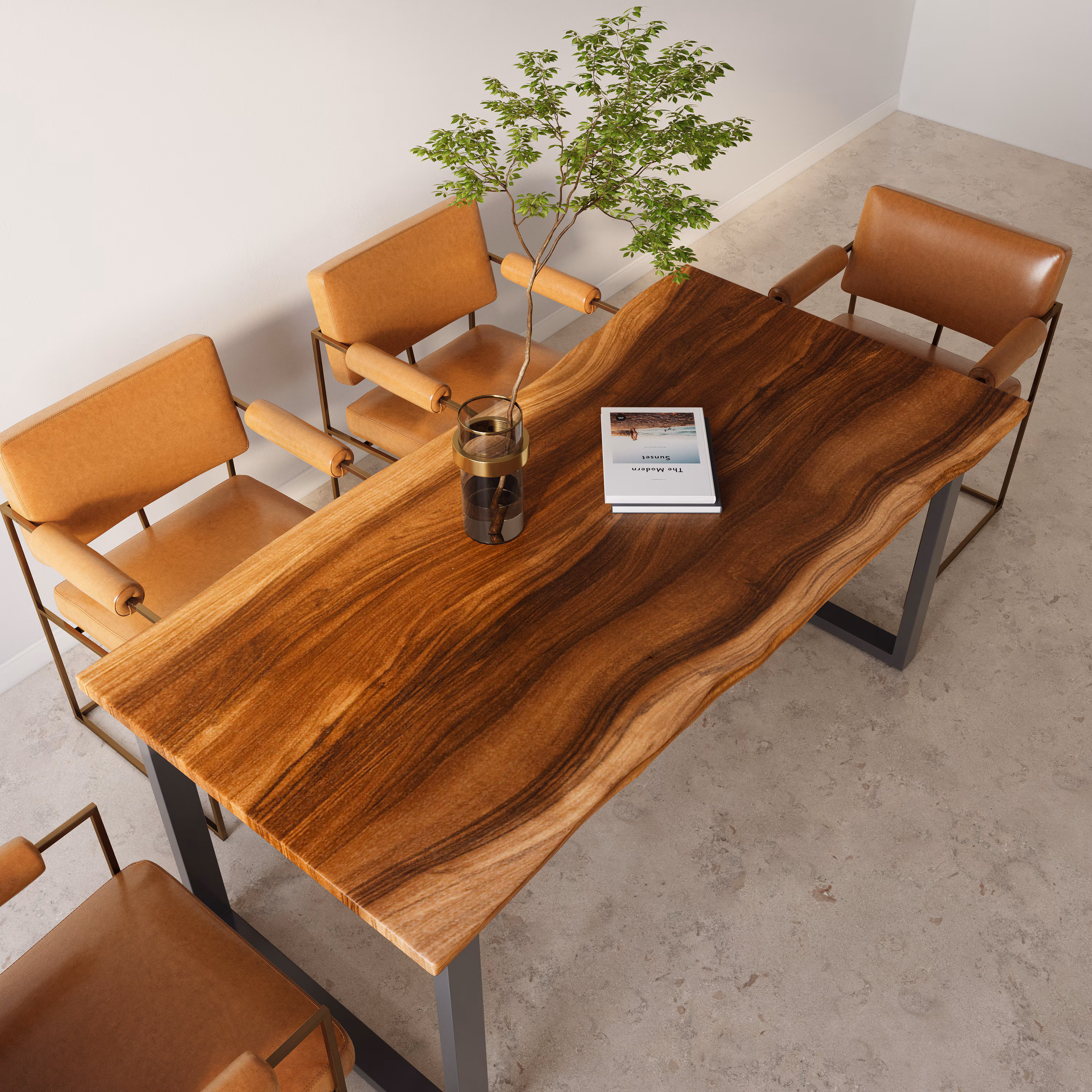 Handcrafted Live Edge Walnut Dining Table: Modern Hardwood Kitchen Table