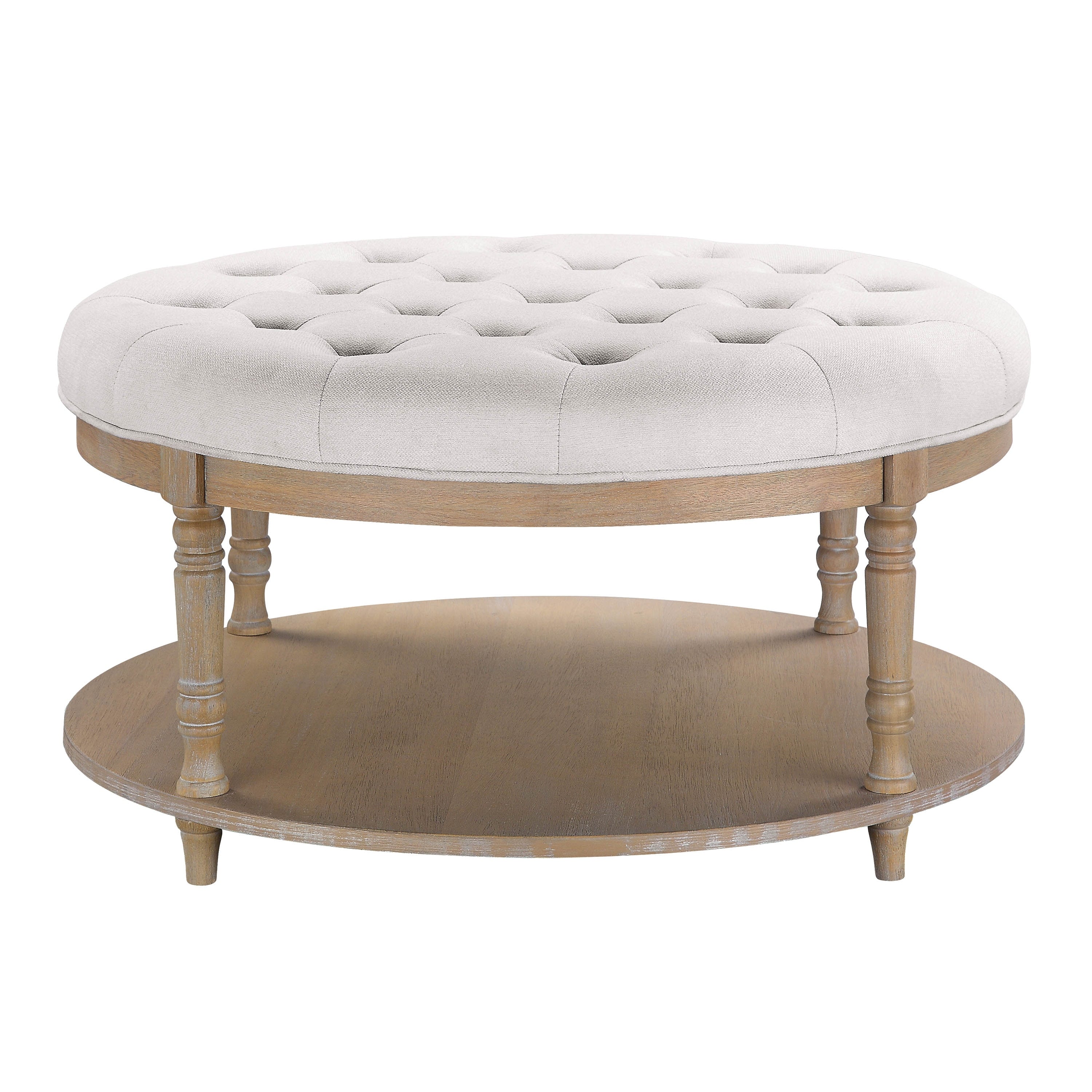 Corvus Savannah 36-inch Round Storage Tufted Chesterfield Cocktail Ottoman