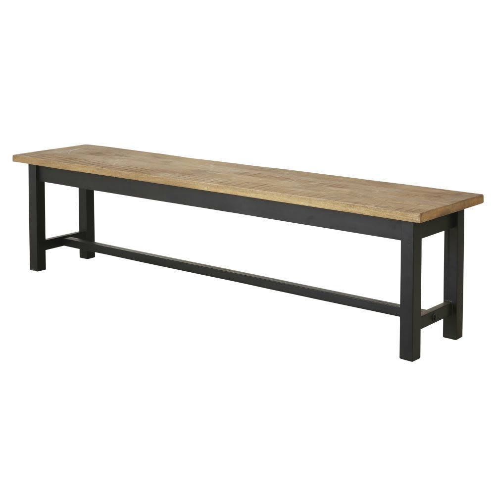 Alfred - Banc en manguier massif et métal noir mat