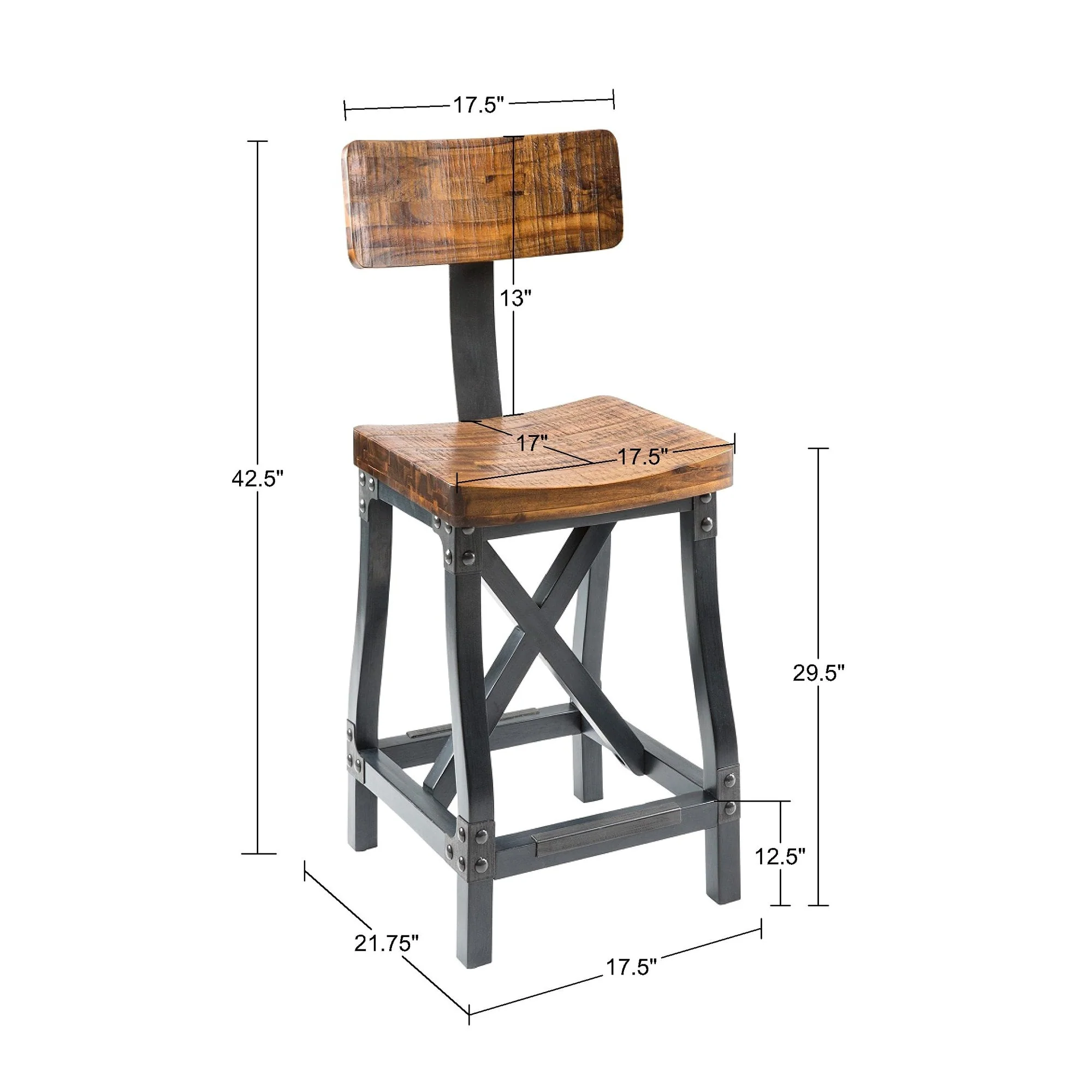 INK+IVY Lancaster Barstool with Back