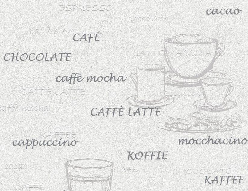 Vliestapete Kaffeemotiv Silber