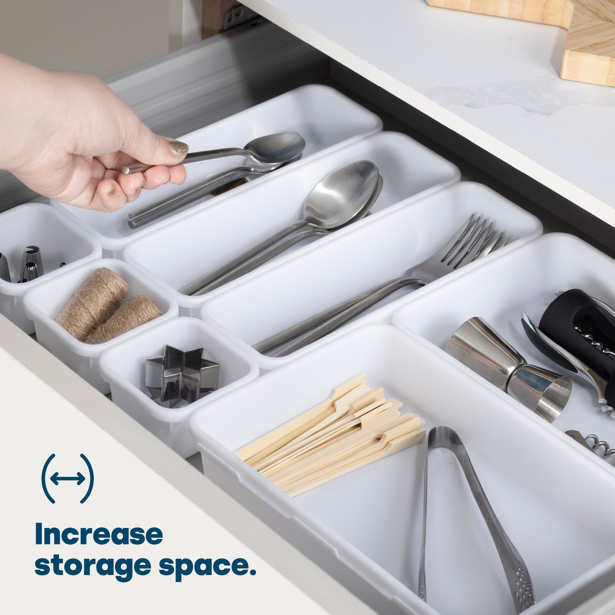 LIVIVO 8pc Interlocking Drawer Organiser Grey Storage Set