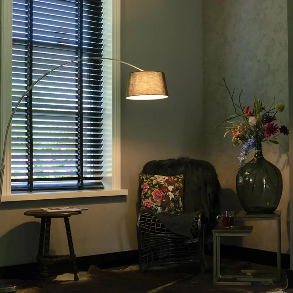 Qazqa booglamp arc_basic zilverkleurig e27