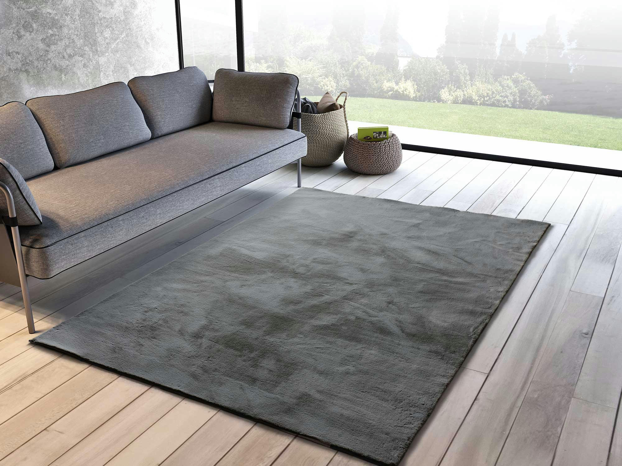XIANA - Tapis doux lavable gris, 80X150 cm