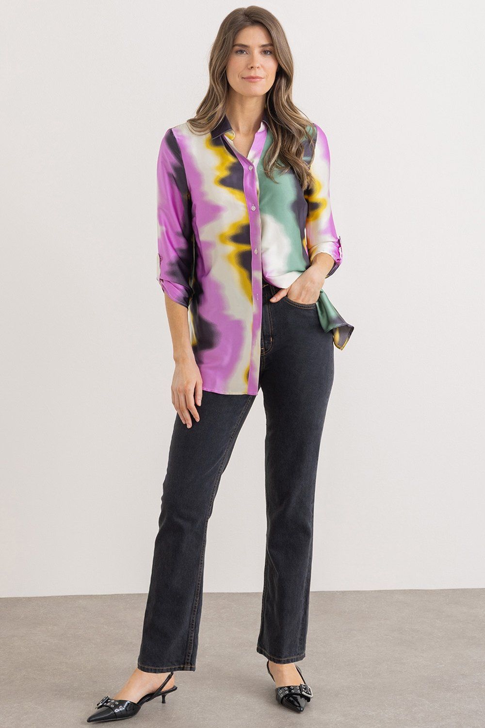Klass. Printed Satin Look Blouse