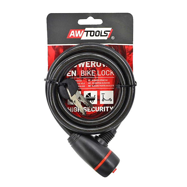 AW Tools - C'ble antivol de vélo Noir (120 cm x 0,8 cm)