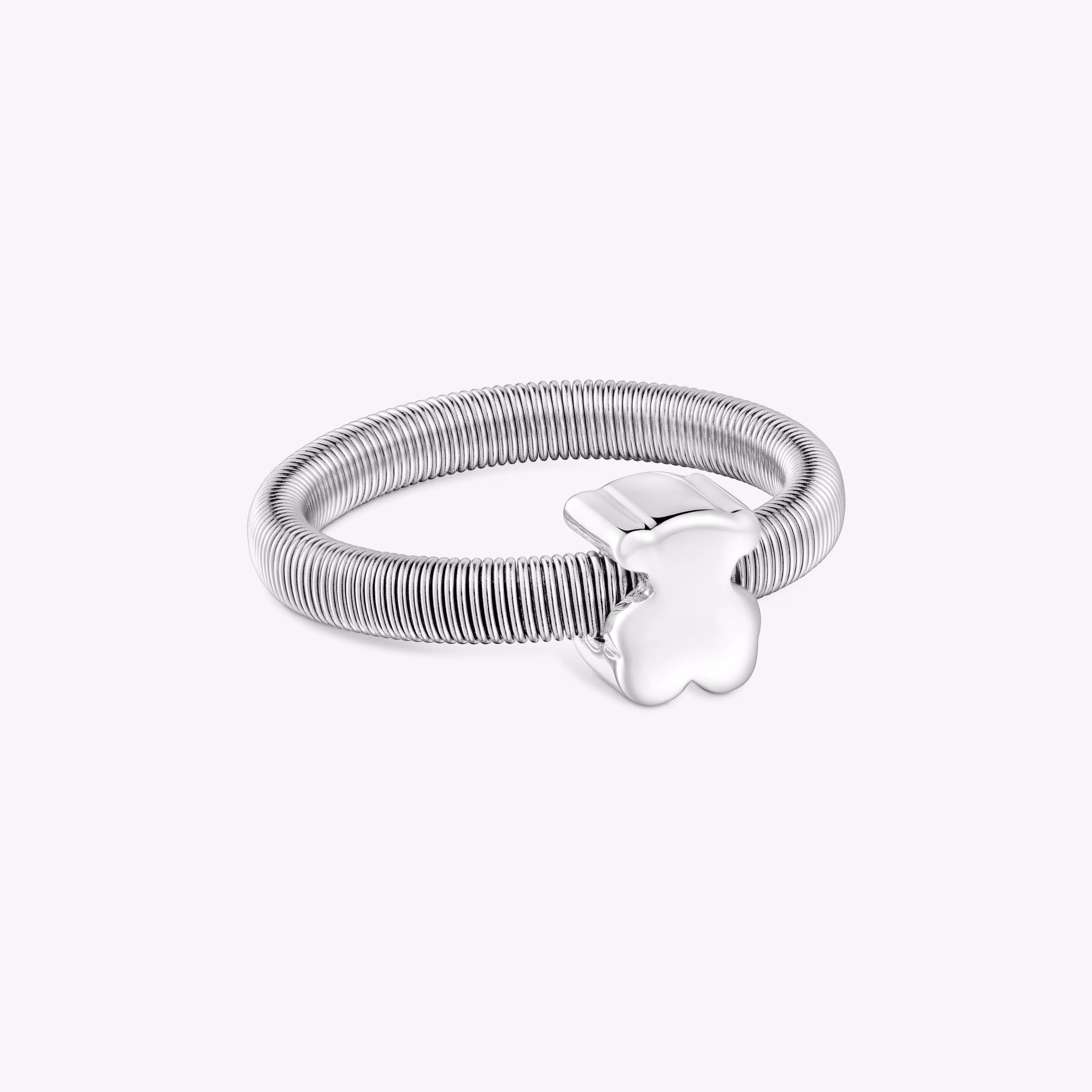 Anillo oso de plata y acero TOUS Mesh Tube