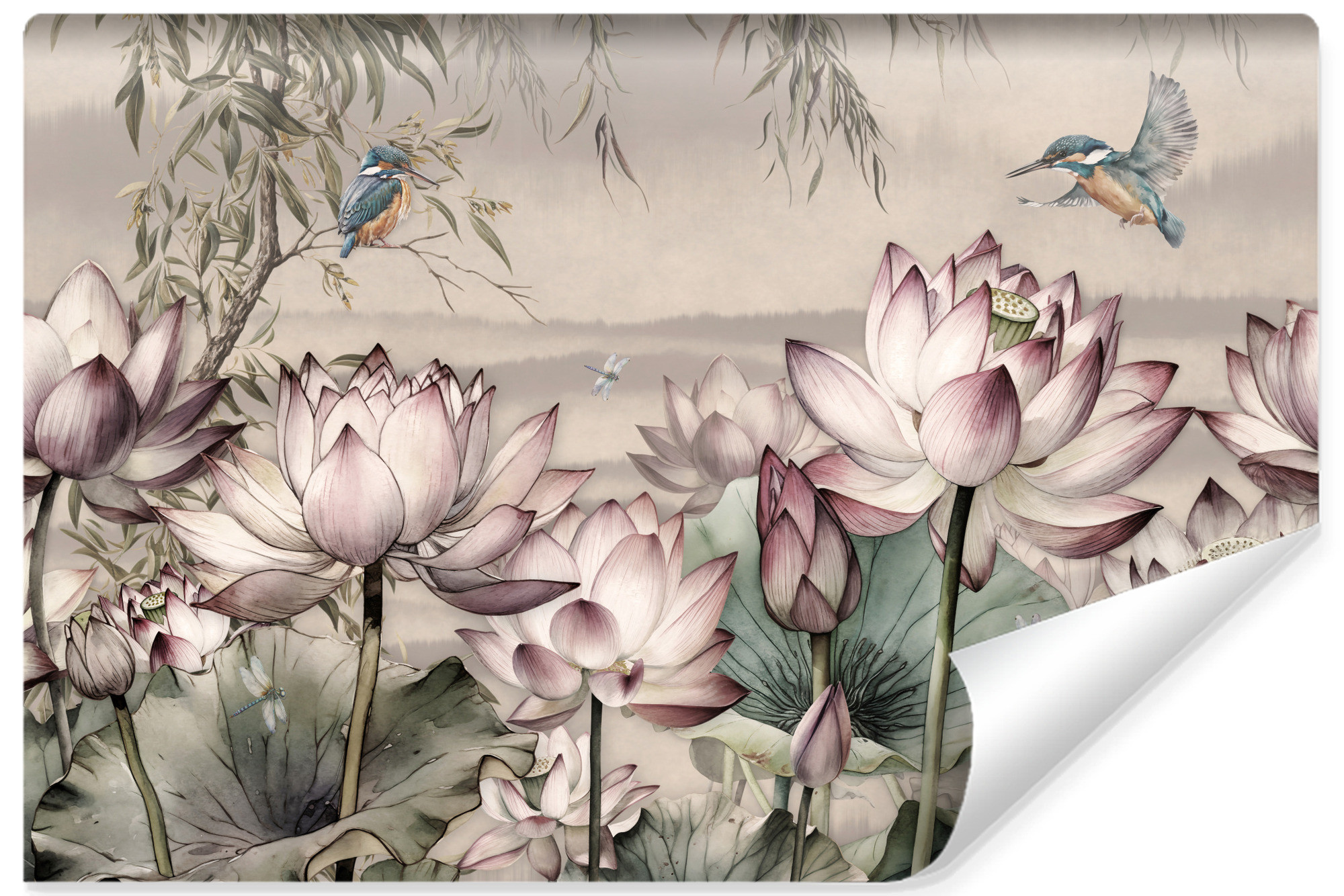 Fototapeta Kwiaty Lotosu W Stylu Retro 90x60cm