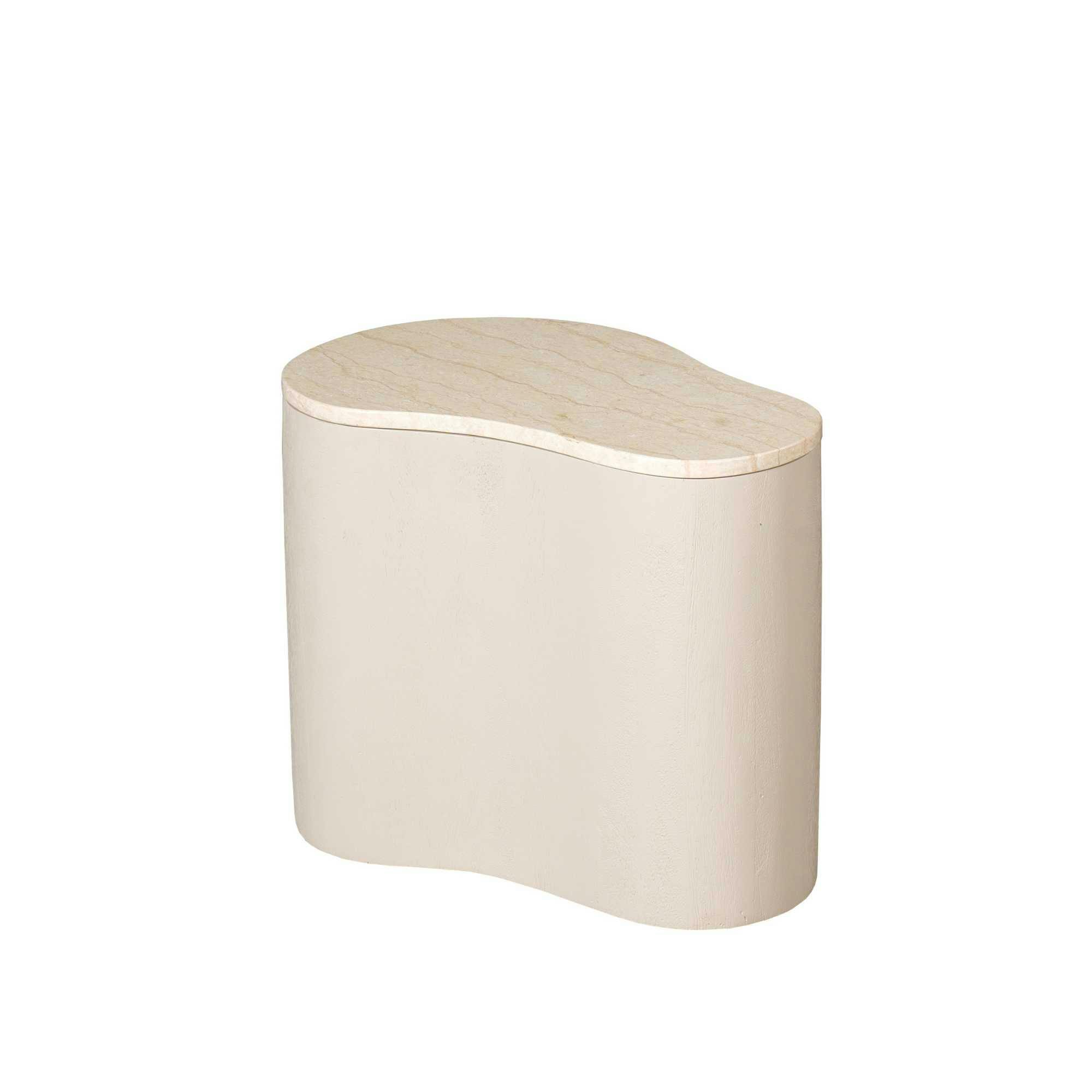 Table basse design organique marbre bois sable 50 cm DUOMO