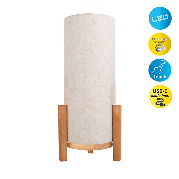 Lampe de table à accu MADITA H 48cm beige naturel LED intégrée intensité variable capteur tactile