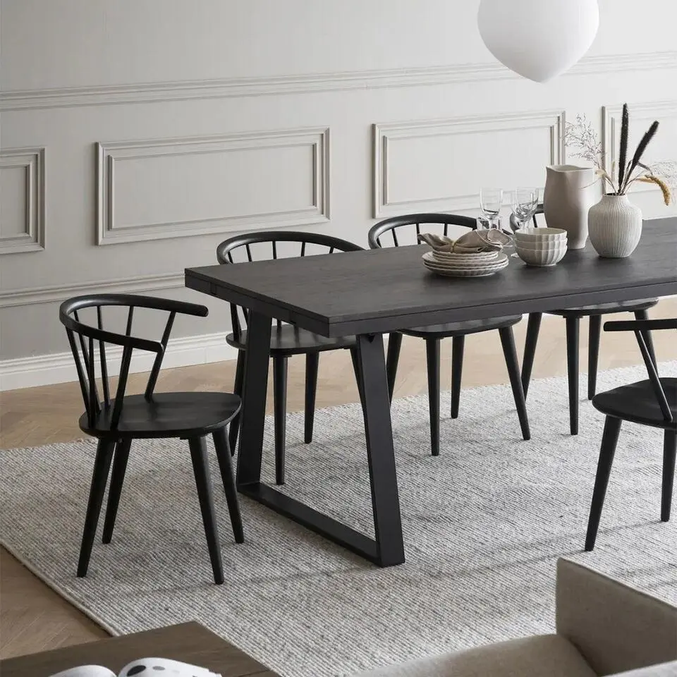 Rowico Home Brooklyn Houten Eetafel Donker Eiken - Zwarte Poten