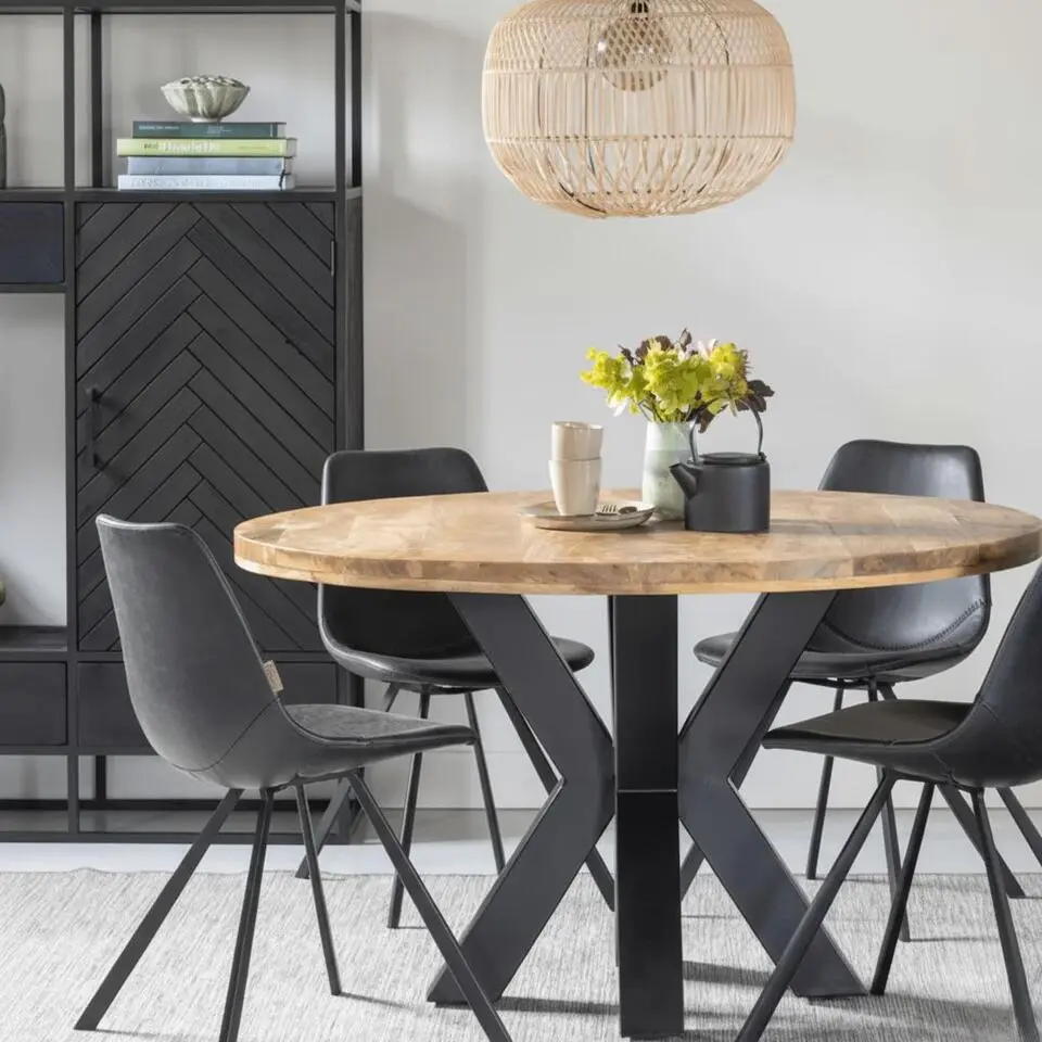 Mangohoutonline - Eettafel Madison 130cm Rond - Bruin - Mahom