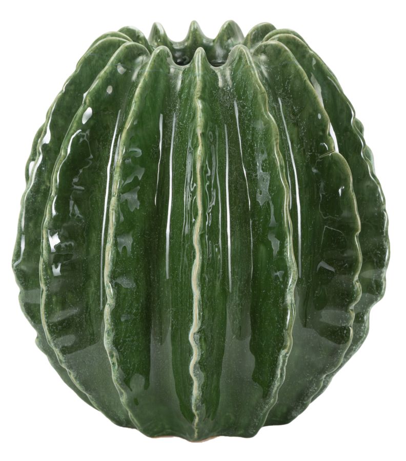 Groene keramische vaas, ø 23,5x24,5 cm
