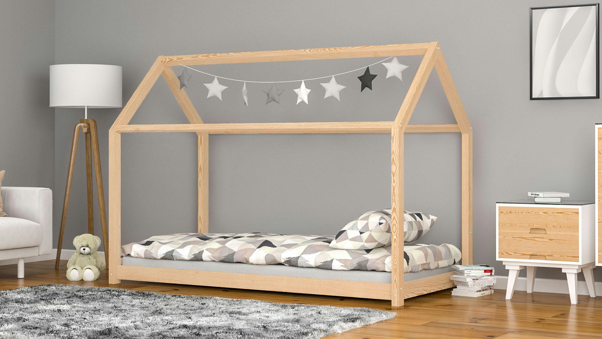 - Lit simple en pin massif 190x90 naturel