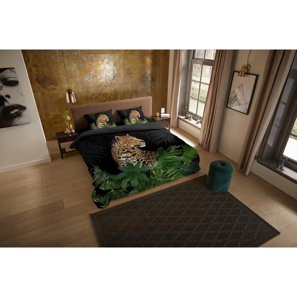 Pure dekbedovertrek luipaard - 1 persoons 140x200/220 cm - Zwart - Microvezel