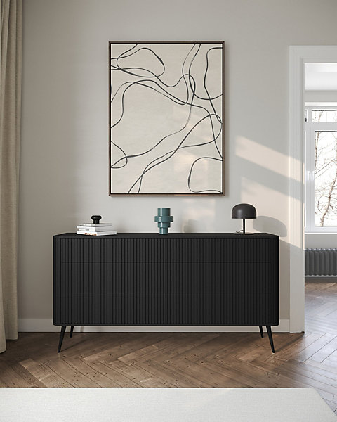Commode 6 tiroirs noir 168 cm OVARLO
