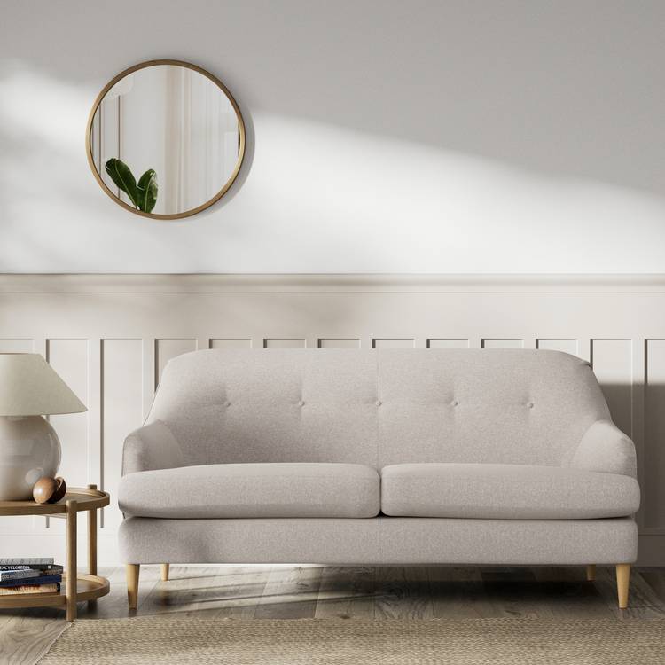 Habitat Frome Fabric 2 Seater Sofa - Stone - Ash Leg