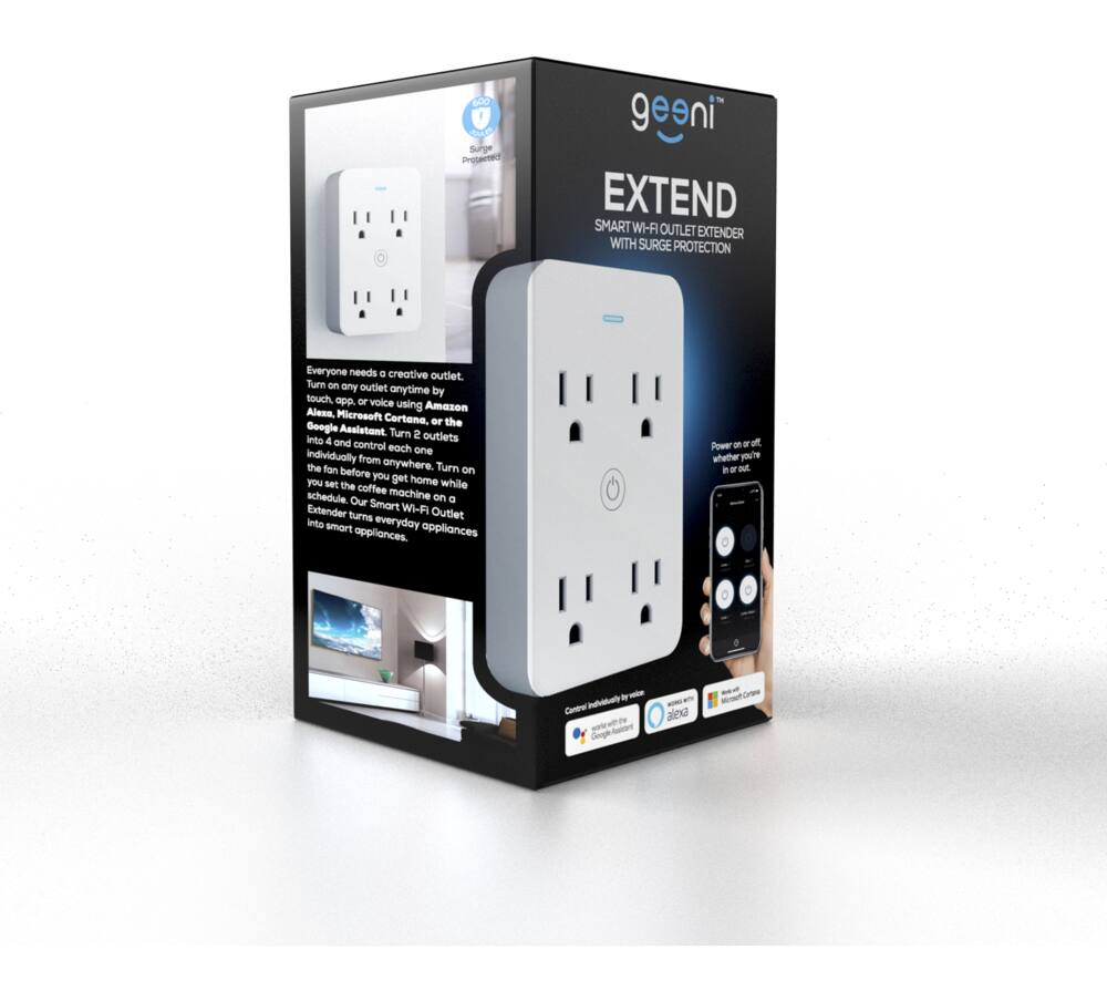 Geeni GNCWW119199 Smart Wi-Fi 4-Outlet Extender, White