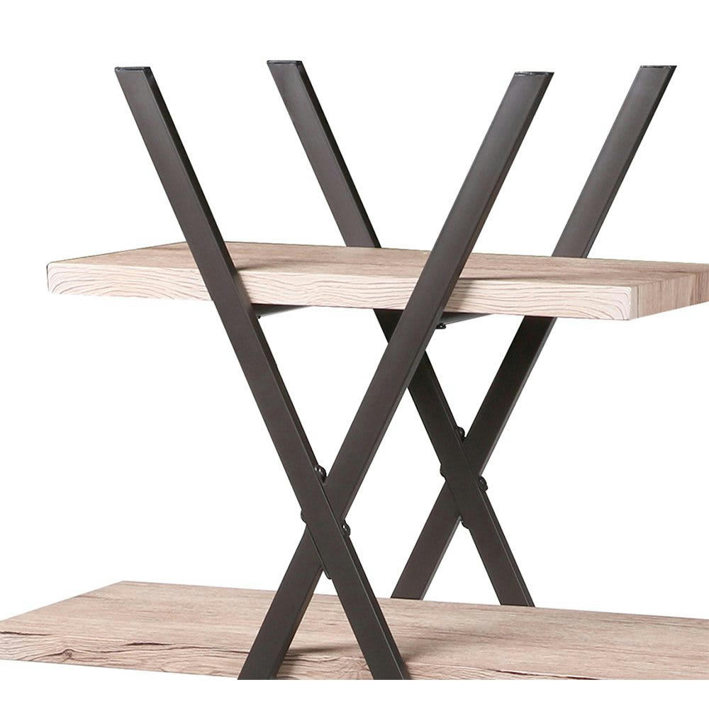 DOCK - Étagère originale en bois MDF et métal noir pyramide 3 étages