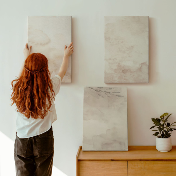 Obraz canvas 3 częściowy Pastelowe liście | 3x40x60 | Wallfluent