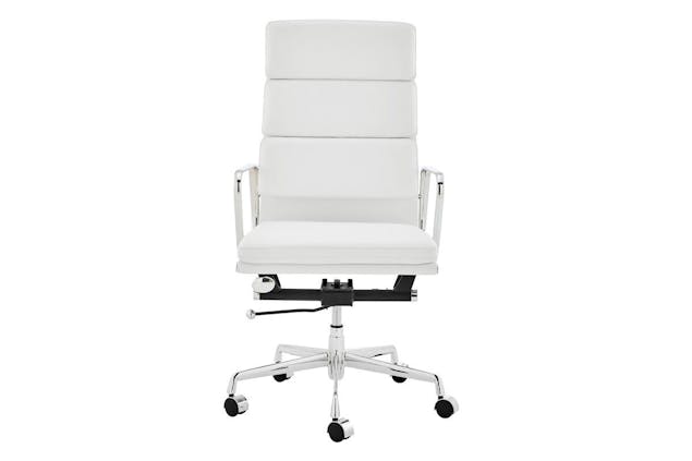 NNEKGE Replica Eames Group StandardPadded High Back Office Chair (White Leather)