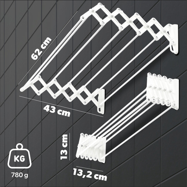 Suszarka Na Pranie Łazienkowa Harmonijkowa 60cm