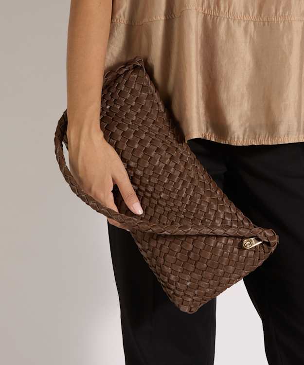 Deliberating Brown - Woven East-West Shoulder Bag