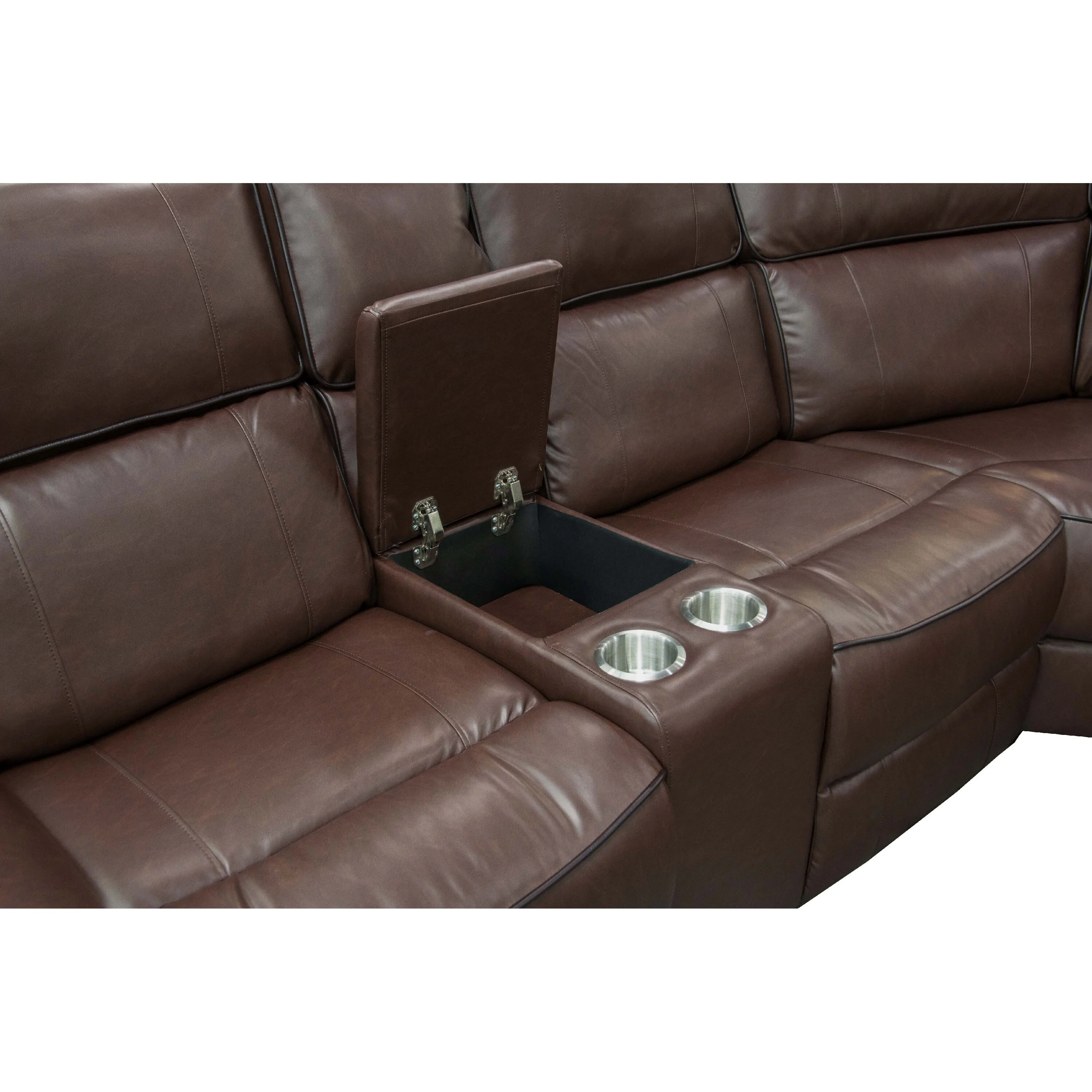 Jexy L Sofa, 3pc Manual Reclining Sectional, Camel Brown Faux Leather