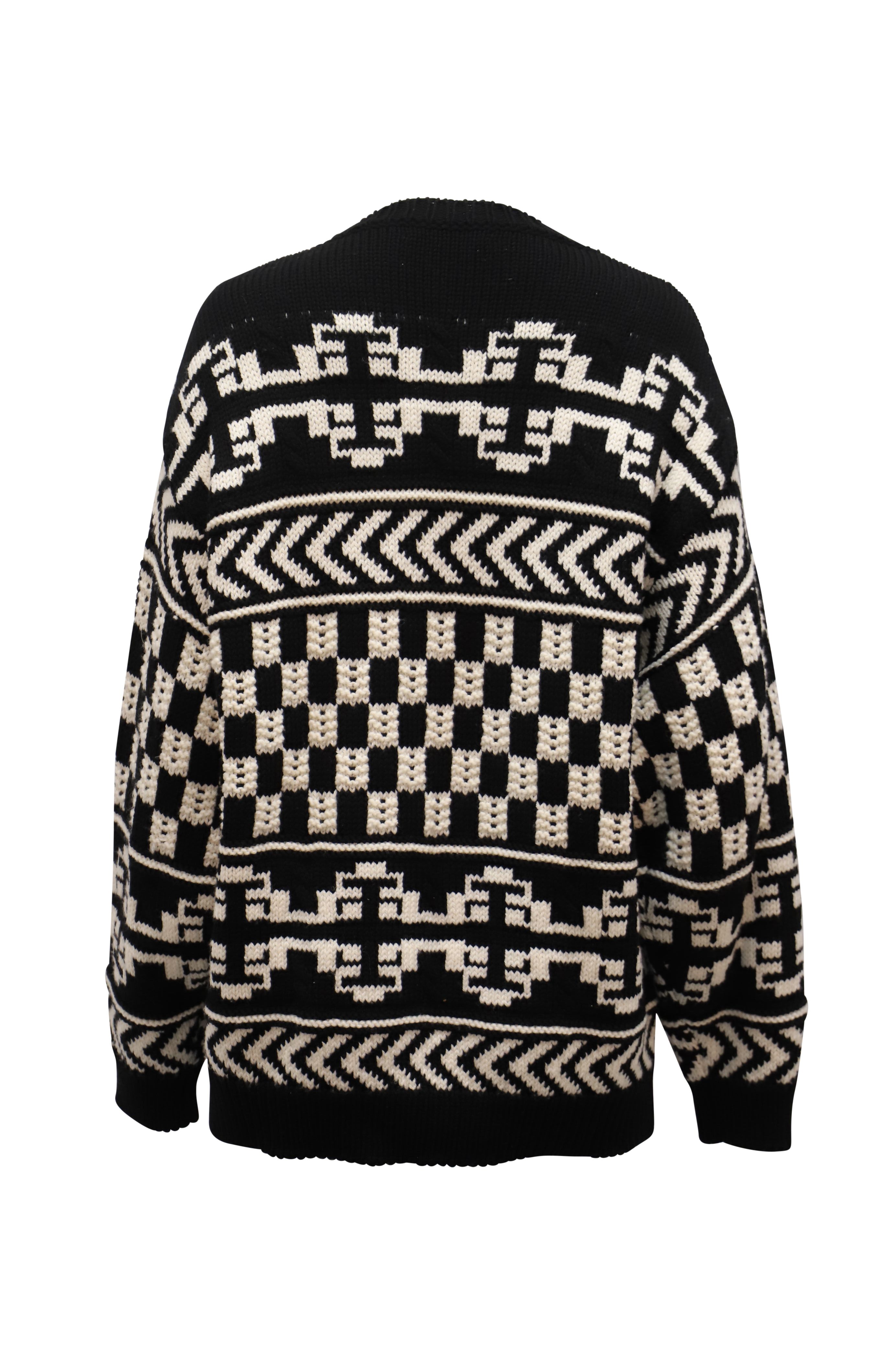 Alanui Preloved Aztec Print Sweater in Black Wool