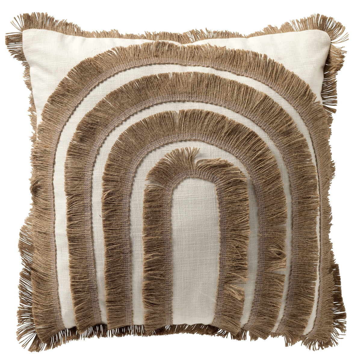 MARINA - sierkussen 45x45 cm - jute afwerking - Natural - bruin