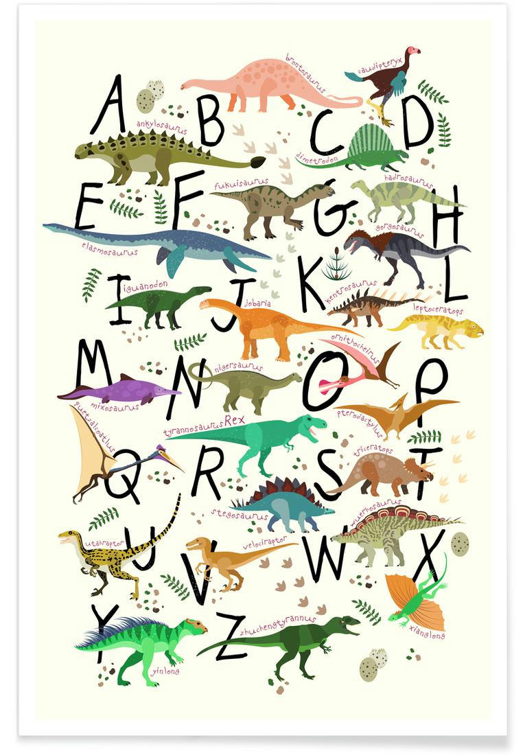 DINO ALPHABET - Affiche multicolore