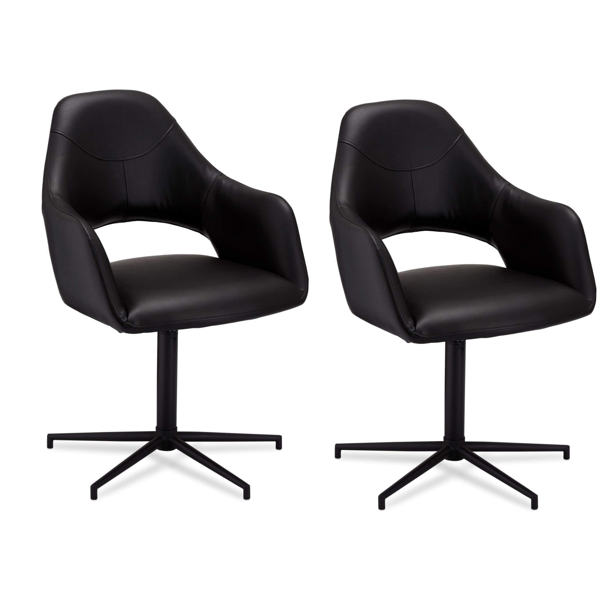 Furnhouse eetkamerstoelen armleuning Luna - Zwart - Kunstleer - Set van 2