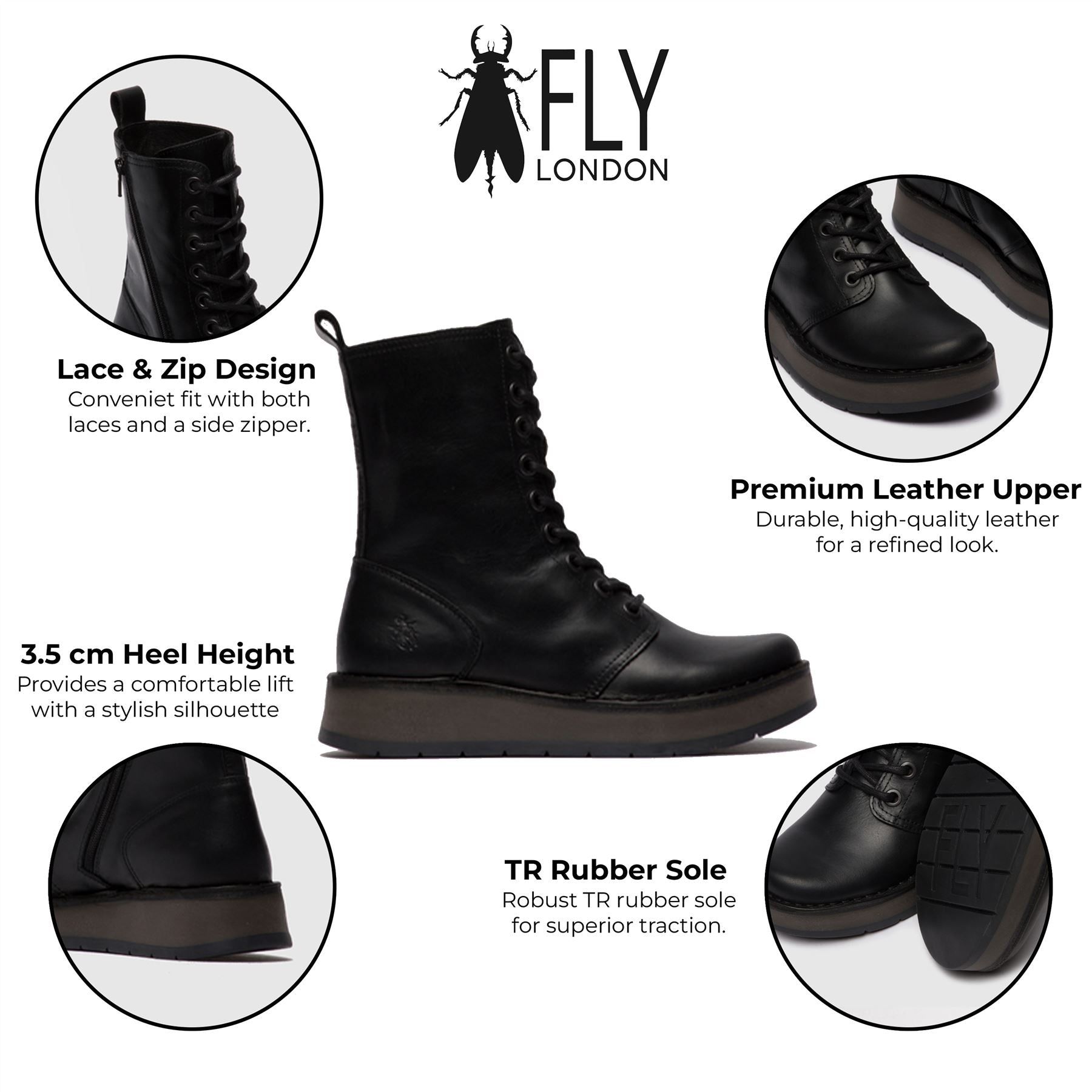 Infinity Leather RAMI043 Casual Leather Lace-up Ankle Dress Boots