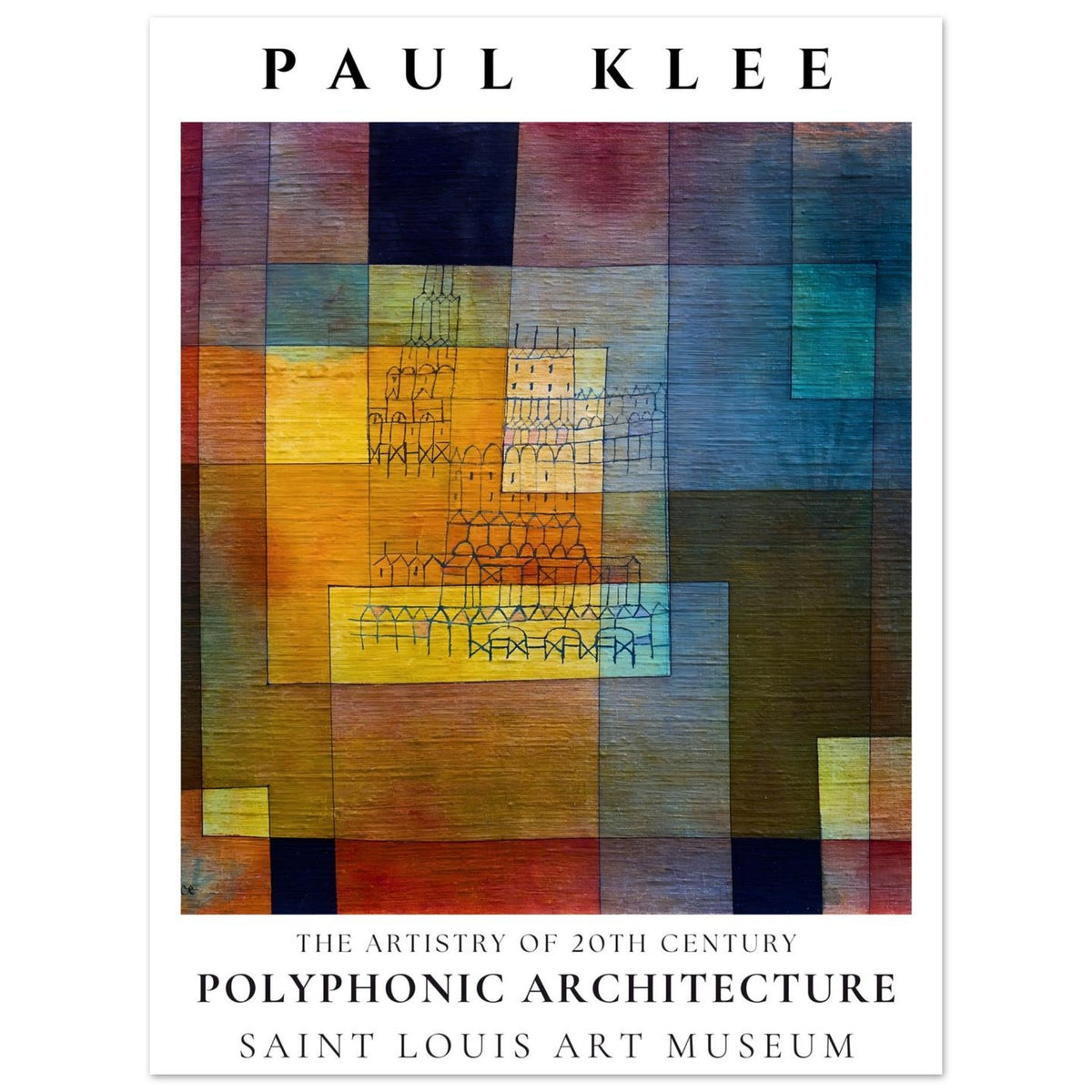 Artfulprints Poster Paul Klee - Polyphonic architecture  - 30x40 cm - Meerkleurig
