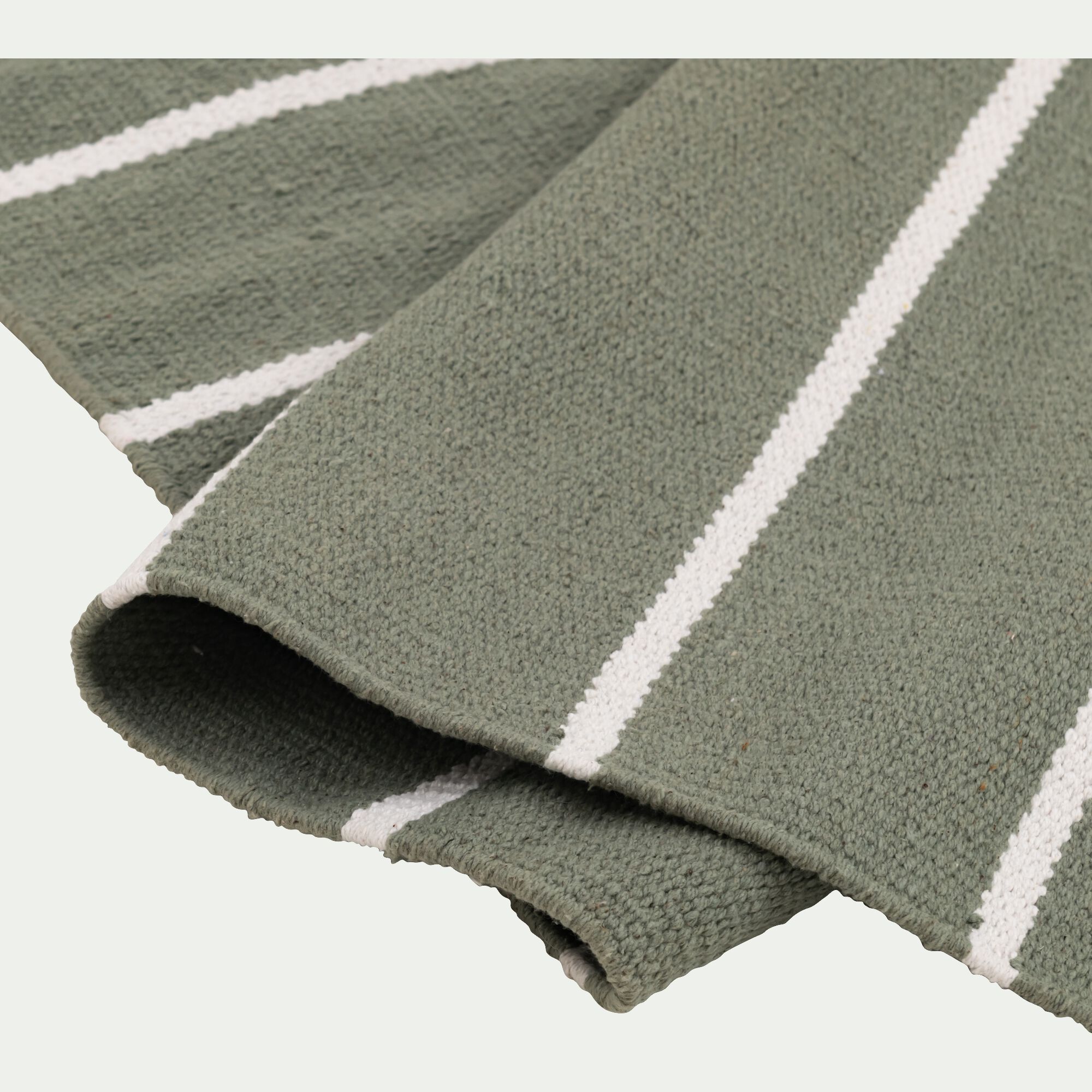 BAYA - Tapis en coton à rayure 50x80cm - vert