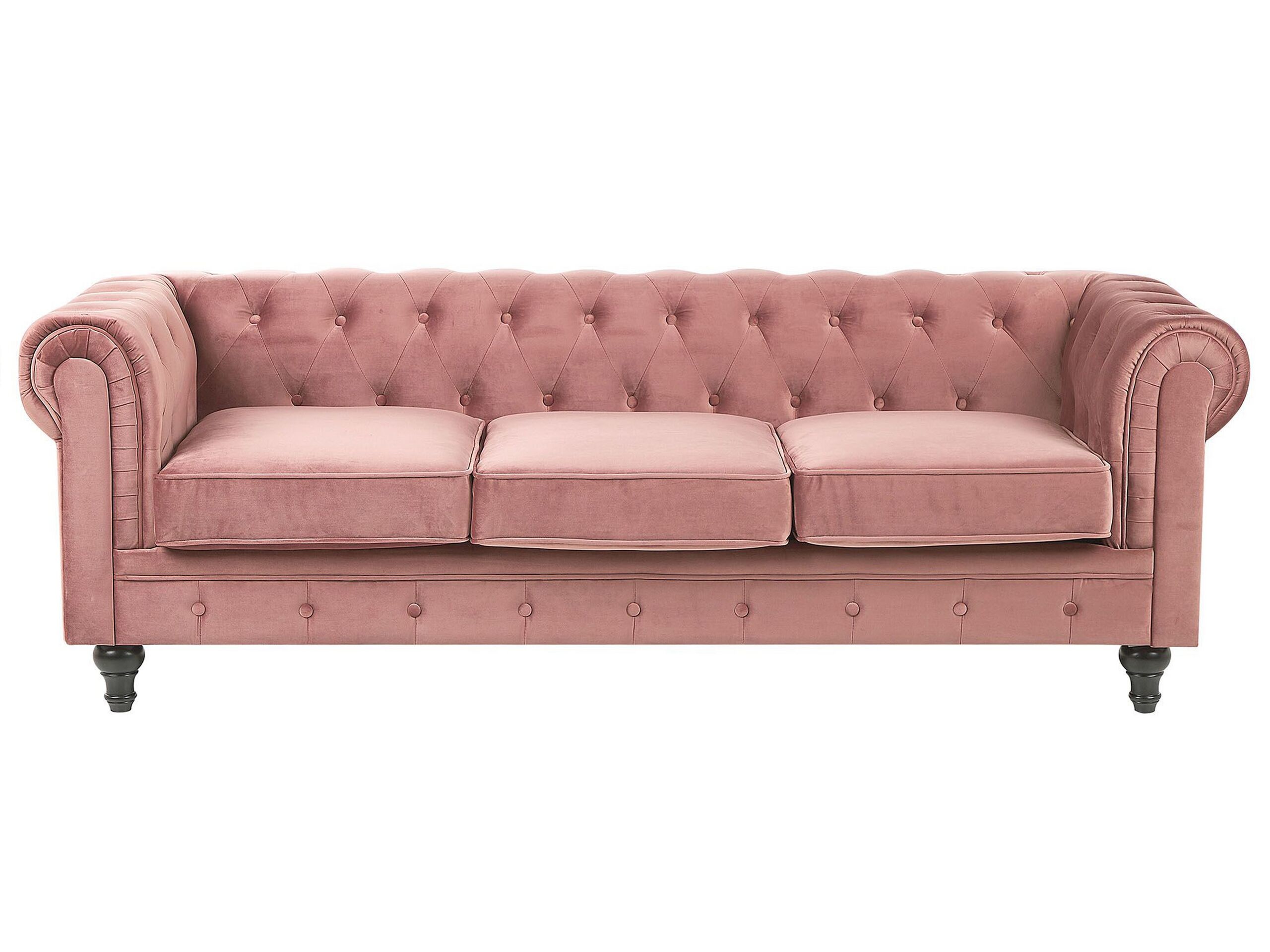 Sofa kanapa trzyosobowa retro różowa