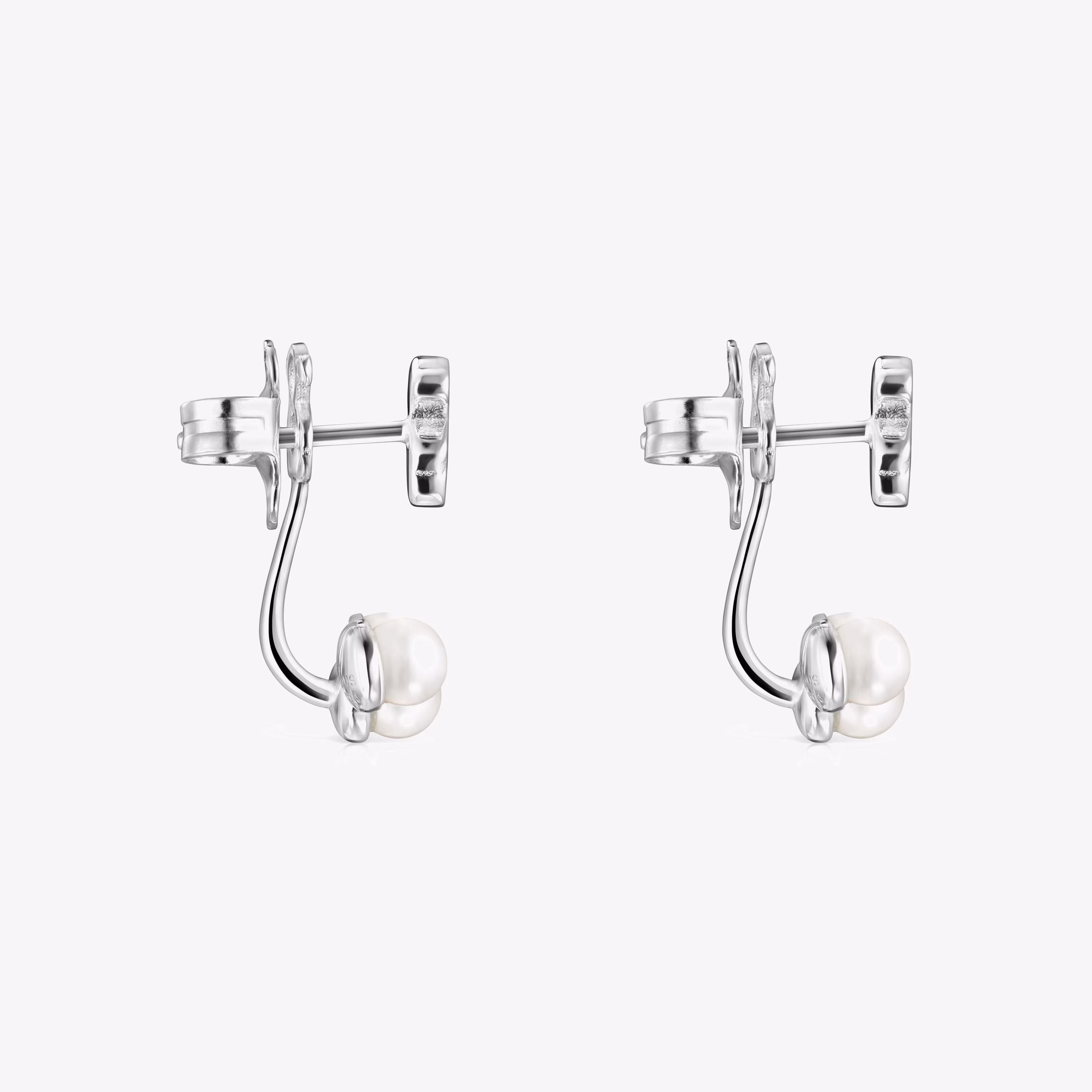 Pendientes cortos de plata con perlas Nocturne