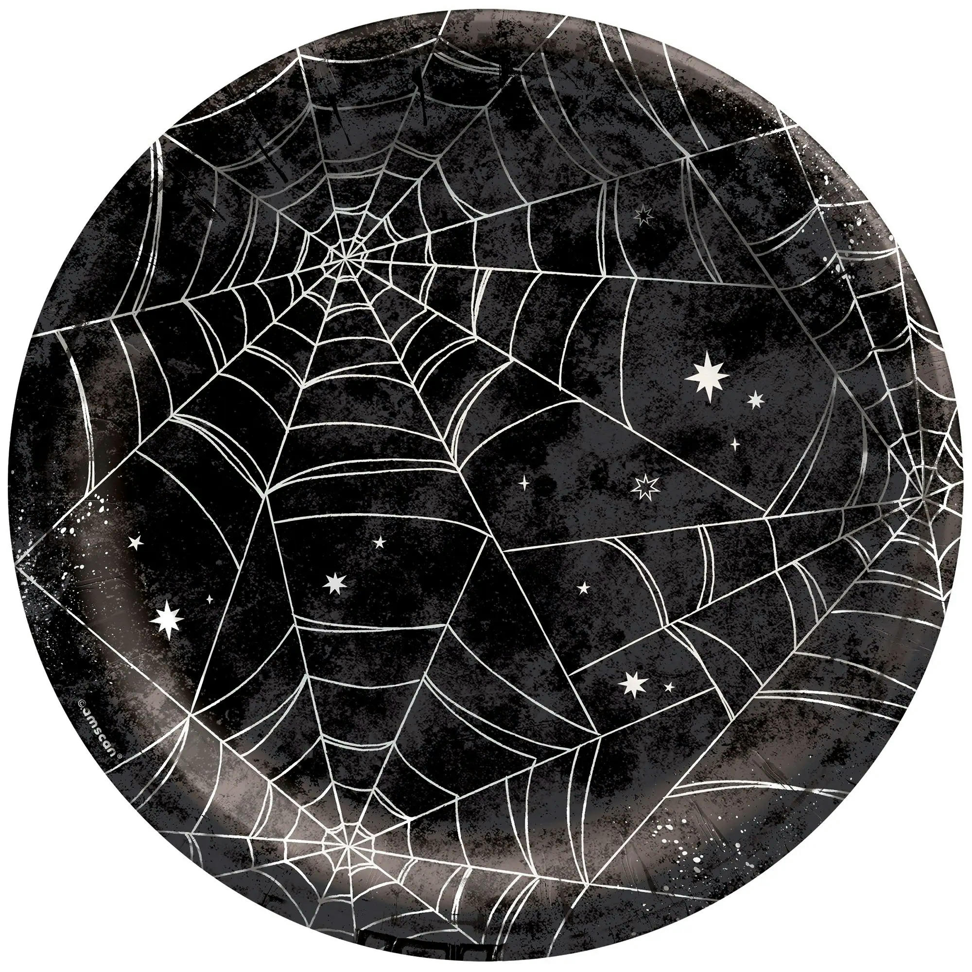 Round Paper Disposable Dinner Plates, Black/White, 10-in, 20-pk, for Halloween