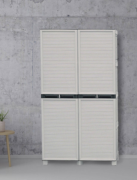 Armoire d'extérieur Dbeghett, Armoire polyvalente, Armoire de buanderie, Armoire d'extérieur, Gris clair, 100x39h172 cm